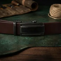 Ремінь чоловічий з затемненою пряжкою автомат 20296 Vintage коричневий 105-120 см - мініатюра 4