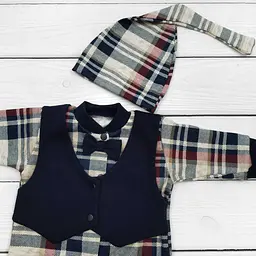 Святковий комплект для дитини Little gentleman зріст 56 см (0 - 1 місяць) Malena Темно-синій з принтом - мініатюра 2
