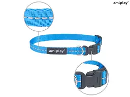 Нашийник для собак Amiplay Reflective M 25-40 *1,5 см - блакитний