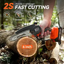 Мініланцюгова пила Olmlmo Cordless 6 дюймів, електрична ланцюгова пила з акумулятором 2,0 - мініатюра 7