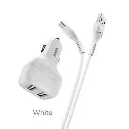 Адаптер автомобільний HOCO Type-C Cable Leader Z36 2USB, 2.4A