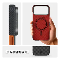 Защитный чехол для Apple iPhone 17 Pro Max, BlackIcon Kevlar MagCase, кевларовый, черный, панель, накладка с поддержкой MagSafe, противоударный, защита всего корпуса, усиленные углы, совместим с беспроводной зарядкой, ArmorStandart (ARM88531) - мініатюра 7