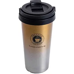 Термочашка Creative Cafe Style 500 мл з ручкою, сріблястий Happy Life HPGM501S - мініатюра 2