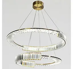 Підвісна LED-люстра Artlight 561/80+60 із двома кришталевими кільцями, латунь, 165 Вт, від 20-30 м² - мініатюра 3