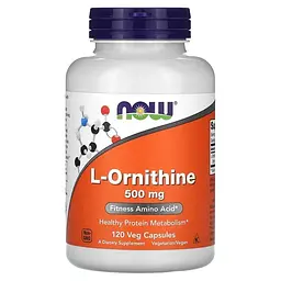 Орнітин L-Ornithine 500 mg 120 рослинних капсул NOW vit0005173