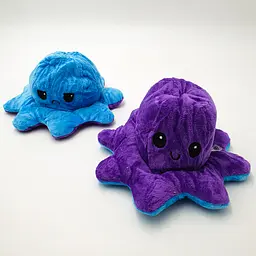 М'яка іграшка Восьминіг перевертень двосторонній веселий сумний Mood Octopus 16 см UKC фіолетово/синій