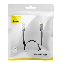 Кабель Baseus high Speed Six types of RJ45 Gigabit network cable (flat cable) 1 метр чорний - мініатюра 4