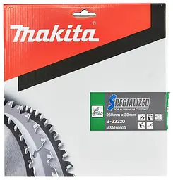 Диск пиляльний по алюмінію 260х30 мм 80T Makita SPECIALIZED B-33320 - мініатюра 4
