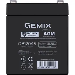 Акумулятор Gemix AGM 12V (12V/4.5Ah/54Wh) (GB12045) [112462] - мініатюра 2