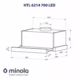 Витяжка телескопічна Minola HTL 6214 BLF 700 LED - мініатюра 10