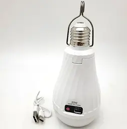 Світлодіодна LED-лампа 20 W акумуляторна з ліхтарем (знімні 2 × 18650) - мініатюра 2