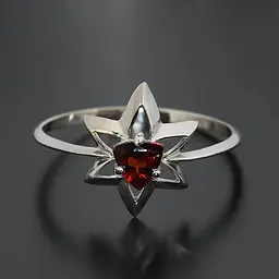 Каблучка з білого золота з гранатом триліон 17 K-0072
