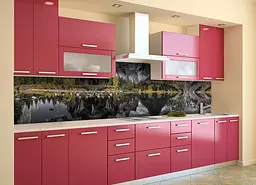 Кухонний фартух самоклеючий Ліс Відображення у річці для кухні наклейка зелений 60х250 см Happy Pocket Z180594 - мініатюра 4