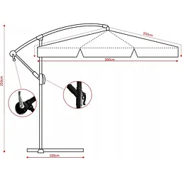 Садова парасоля GardenLine GAO1497 з LED підсвіткою Gray [144768] - мініатюра 11