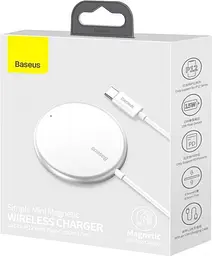 Бездротовий зарядний пристрій Baseus Simple Xiaomini Magnetic WXJK-F02 White - мініатюра 8