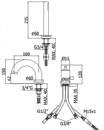 Змішувач для ванни Paffoni Light LIG 047 NO, Чорний матовий - мініатюра 2