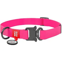 Нашийник для собак Waudog Waterproof, коллартекс, водостійкий, з QR паспортом, 23-35х1,5 см, рожевий