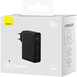 Мережевий зарядний пристрій Baseus GaN5 Pro Fast Charger 140W + Cable USB-C to USB-C Black [CCGP100201] [136666] - мініатюра 8