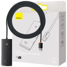 Концентратор - USB-хаб Baseus Lite Series 4-Port USB-A HUB Adapter (USB-A to USB 3.0*4) 2 метри чорний WKQX030201 - мініатюра 6