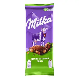 Шоколад Milka Цілий лісовий горіх молочний 90г