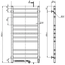 Електрична рушникосушка Navin Класик Квадро 500x1000 Sensor з таймером, ліва 10-016153-5010, Хром, Ліве, Електронний - мініатюра 4