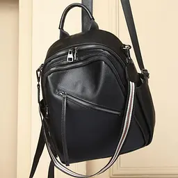 Стильний жіночий шкіряний рюкзак чорний міський 51124 Tiding Bag - мініатюра 6