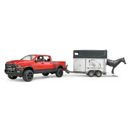 Автомодель Bruder Ram 2500 з причепом-трейлером та конем 1:16 червоний, чорний
