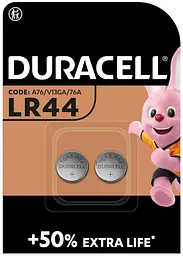 Лужна батарейка типу "таблетка" Duracell LR44 1.5V (76A / A76 / V13GA) 2 штуки в упаковці (6409648)