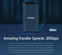 Портативний SSD Transcend 1TB USB 3.2 Gen 2x2 Type-C ESD410C R2000/W2000MB/s teh0014757 - мініатюра 5