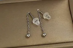 Сережки протяжки Xuping Jewelry кулька 3 мм на ланцюжку 2.5 см сріблясті