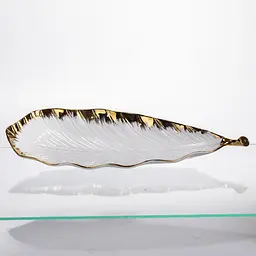 Порцелянове блюдо для сервірування столу 37×13×2.5 (см) блюдо для подавання закусок Білий із золотом Yiwu CJY-145 - мініатюра 4