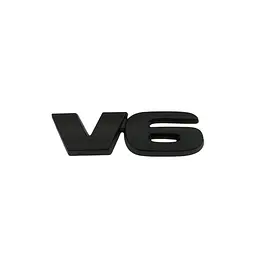 Емблема-надпис V6 чорна 80×22 мм металева (на скотчі)