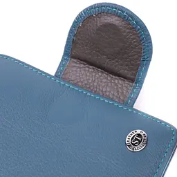 Красиве шкіряне портмоне з монетницею зовні для стильних жінок ST Leather 19457 бірюзове - мініатюра 9