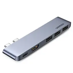 USB-хаб Ugreen CM251 Dual USB-C To HDMI+3*USB 3.0 A+Type C Female Converter