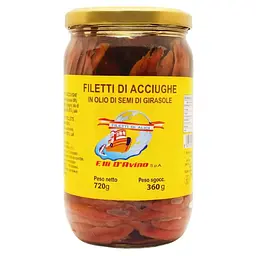 Філе анчоусів Filetti di Acciughe F. lli D`Avino у соняшниковій олії 720 г