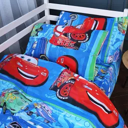 Простирадло Mirson Kids Time 17-0686 Lightning McQueen 150х200 см бязь синє (2200010434804) - мініатюра 3