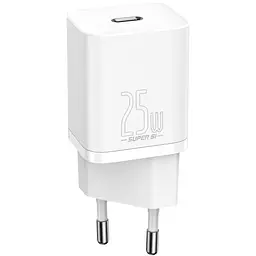 Мережевий зарядний пристрій Baseus Super Si Quick Charger 1C 25W White (CCSP020102) [78688] - мініатюра 1