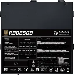 Блок живлення Lian Li RB0650B 650W 80+ Bronze (G9P.RB0650B.B000.EU) - мініатюра 2