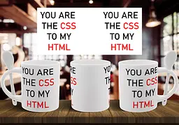 Чашка "You are the css to my html" 330 мл Біла з ложкою