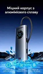 Док-станція Vention хаб 5-в-1 з підключенням USB-C вихід HDMI до 8K 30 Гц для даних 1 USB-C та 2 USB-A до 5 Гбіт/с вхід живлення USB-C PD до 100 Вт сірий (TQXHB) - мініатюра 11