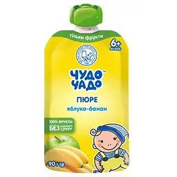 Упаковка пюре Чудо-Чадо Яблуко і банан без цукру 1.44 кг (90 г х 16 шт.) - мініатюра 2