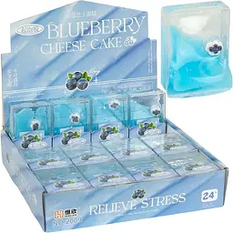 Слайм-антистрес в кубику Blueberry блакитний 2009-4 - мініатюра 2