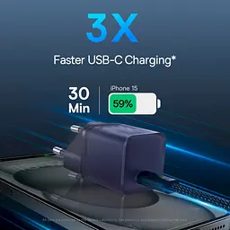 Мережевий зарядний пристрій Baseus GaN5S Fast Charger 1Type-C 30W EU P10162504523-00 Purple - мініатюра 4