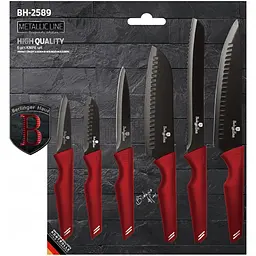 Набір ножів Berlinger Haus Metallic Line Burgundy Edition, 6 предметів, червоний з чорним (BH 2589) - мініатюра 2