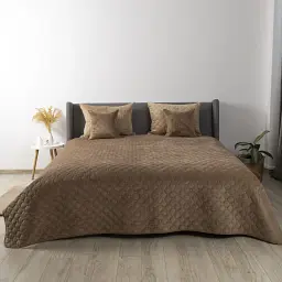 Покривало ТЕП велюрове Velour Капучино Ромб круглий 150x210 см - мініатюра 2