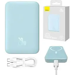 Портативна батарея Baseus Magnetic Mini Wireless Quick Charging 10000 mAh 20W PPCX110103 Blue - мініатюра 8