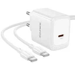 МЗП BN33 Fuente PD40W (1USB-C) + кабель Type-C to Type-C White Borofone teh0029629 - мініатюра 5
