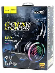 Дротові навушники ігрові Hoco Gaming LED Headphones ESD03, USB, 2х3.5mm, 2m, black - мініатюра 4