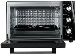 Електродуховка Castle CPE-45B, Black, 1700W, 45л, конвекція, подвійне термостійке скло, 4 нагрівальних елемента, підсвітка, таймер, термостат 70-250 °C, сховані регулятори, деко, решітка, ручка для деко, лоток для крихт - мініатюра 3