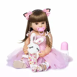 Реалістична Кукла Реборн 55 см Моніка повністю силіконова Doll Reborn Baby 0100101 - мініатюра 3